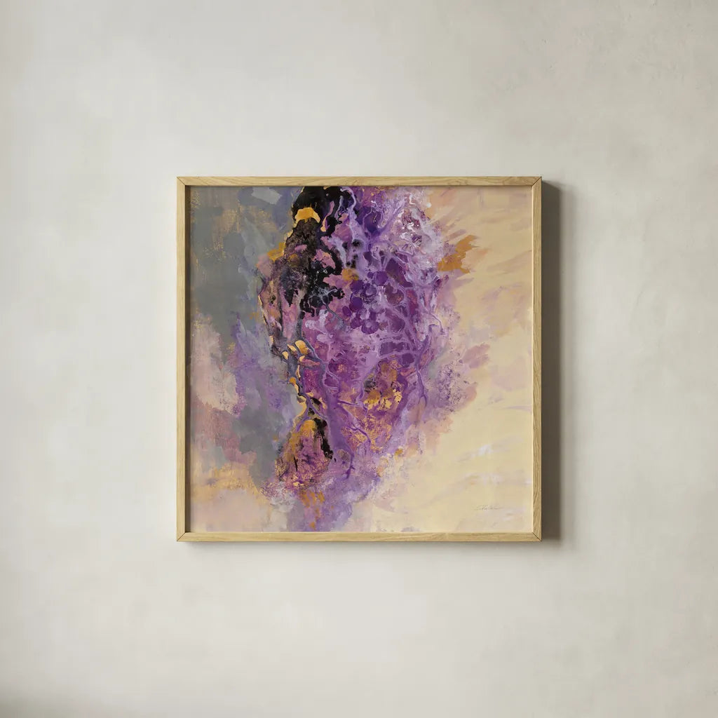 Amethyst by Silvia Vassileva. Shown in a natural wood glass frame for a timeless modern aesthetic. Available as an archival giclee rolled canvas, fine art paper, or poster print. SKU 65599a.