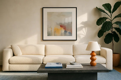 Ancient Ruins II by Silvia Vassileva. Displayed in a glass frame with matte in a clean modern living room. Available as an archival giclee rolled canvas, fine art paper, or poster print. SKU 87417a.