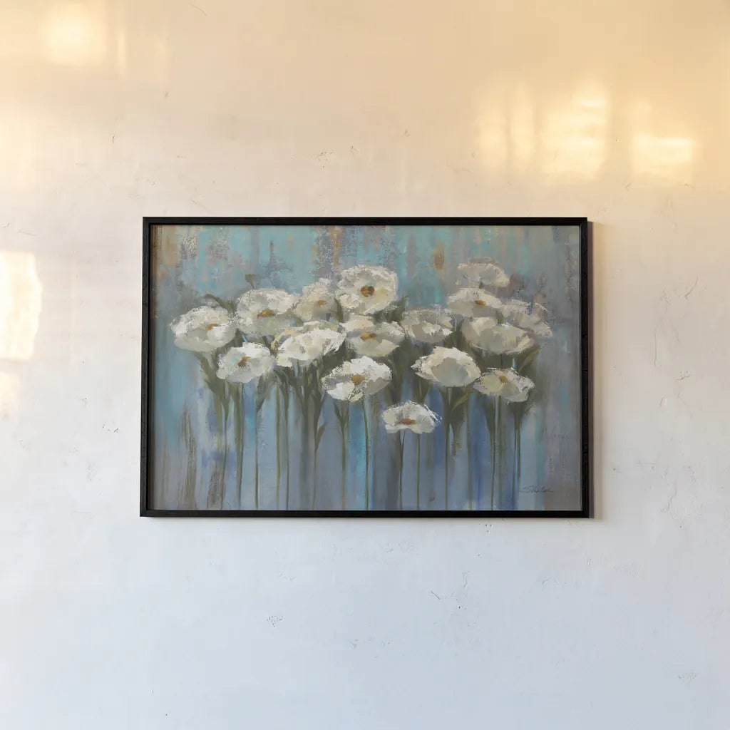 Anemones by the Lake by Silvia Vassileva. shown as a paper print in a black flame. Available as a archival giclee rolled canvas, fine art paper, or poster print. SKU 1117i.