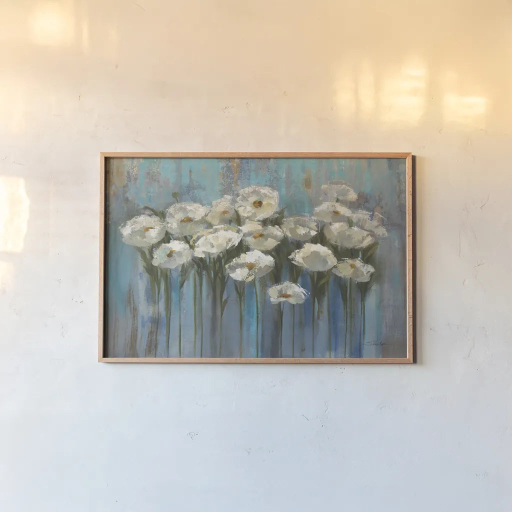 Anemones by the Lake by Silvia Vassileva. shown as a paper print in a natural frame. Available as a archival giclee rolled canvas, fine art paper, or poster print. SKU 1117i.