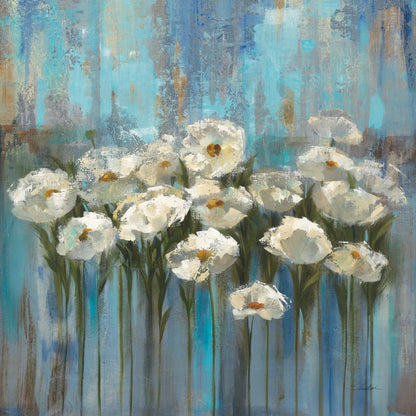 Anemones by the Lake Square by Silvia Vassileva. SKU 97637a. Archival Giclee Fine art print for wall decor.