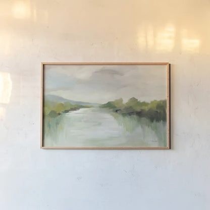 April River Light by Silvia Vassileva. shown as a paper print in a natural frame. Available as a archival giclee rolled canvas, fine art paper, or poster print. SKU 77382i.