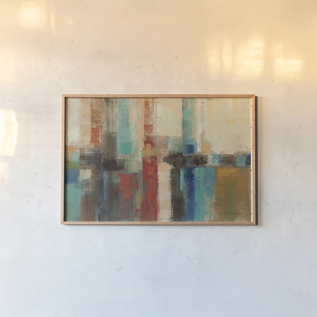 Aqua Horizon by Silvia Vassileva. shown as a paper print in a natural frame. Available as a archival giclee rolled canvas, fine art paper, or poster print. SKU 12945i.