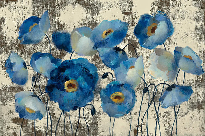 Aquamarine Floral by Silvia Vassileva. SKU 7164i. Archival Giclee Fine art print for wall decor.