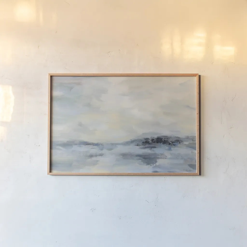 Aquamarine Waves by Silvia Vassileva. shown as a paper print in a natural frame. Available as a archival giclee rolled canvas, fine art paper, or poster print. SKU 99708i.