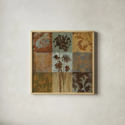 Arts and Crafts Tiles I by Silvia Vassileva. Shown in a natural wood glass frame for a timeless modern aesthetic. Available as an archival giclee rolled canvas, fine art paper, or poster print. SKU 6522a.