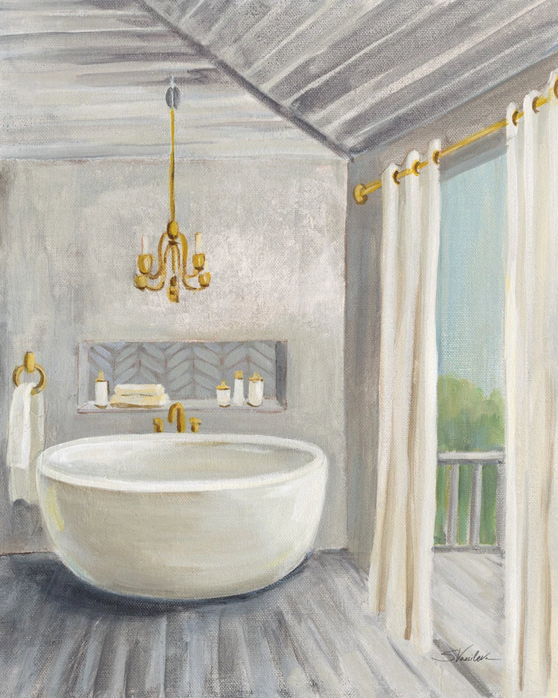 Attic Bathroom II Gray Wood by Silvia Vassileva