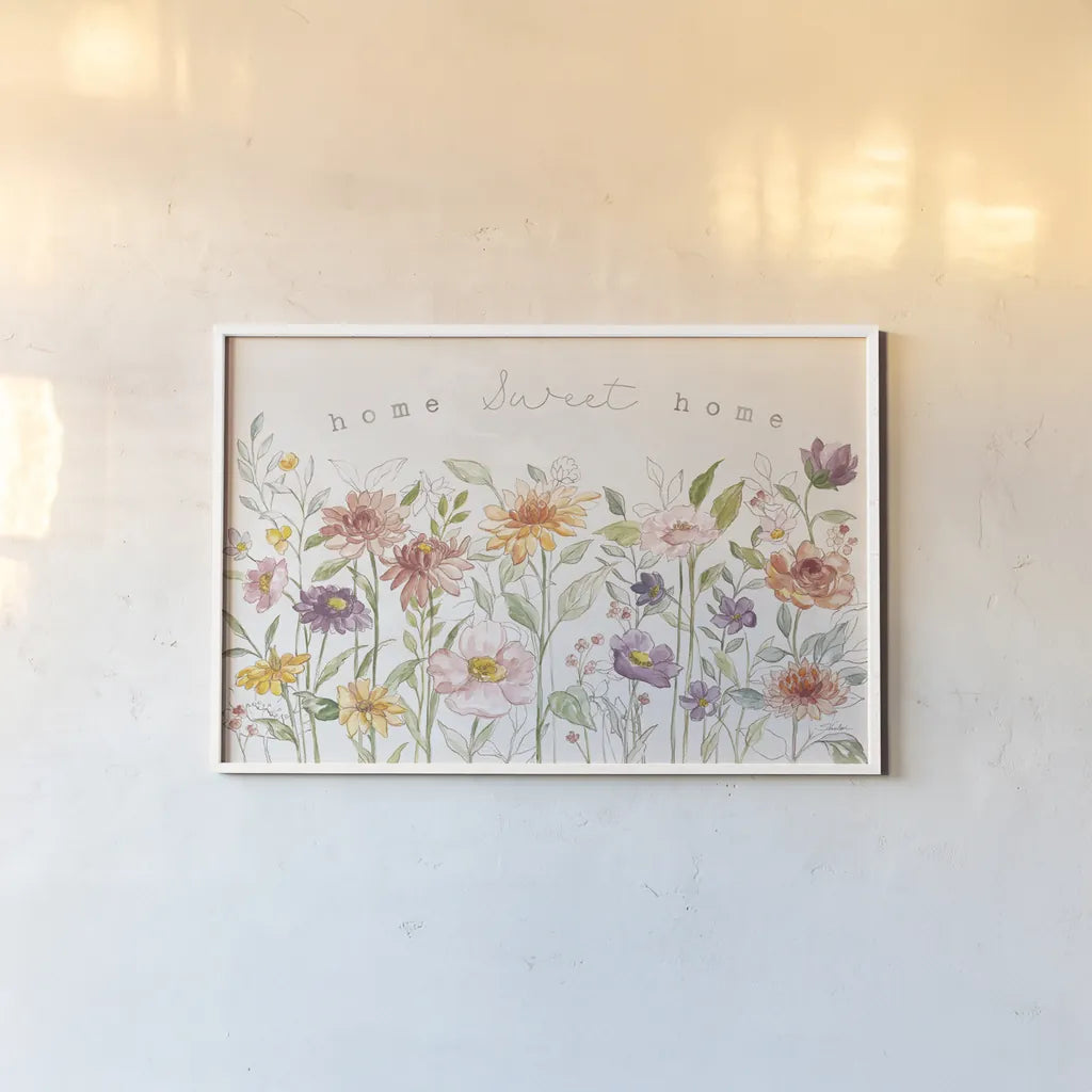 August Blooms I by Silvia Vassileva. shown as a paper print in a white frame. Available as a archival giclee rolled canvas, fine art paper, or poster print. SKU 76226i.