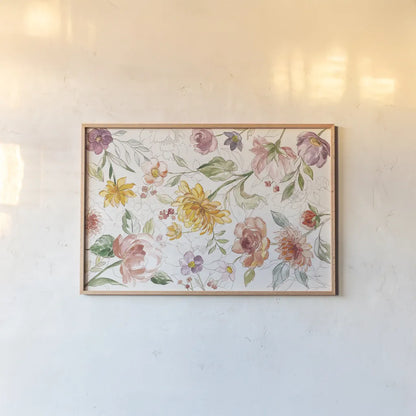 August Blooms IV by Silvia Vassileva. shown as a paper print in a natural frame. Available as a archival giclee rolled canvas, fine art paper, or poster print. SKU 76229i.