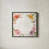 August Blooms IX by Silvia Vassileva. Shown in a sleek black glass frame for a contemporary gallery look. Available as an archival giclee rolled canvas, fine art paper, or poster print. SKU 76234a.