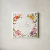 August Blooms IX by Silvia Vassileva. Shown in a crisp white glass frame for a clean and minimalist style. Available as an archival giclee rolled canvas, fine art paper, or poster print. SKU 76234a.