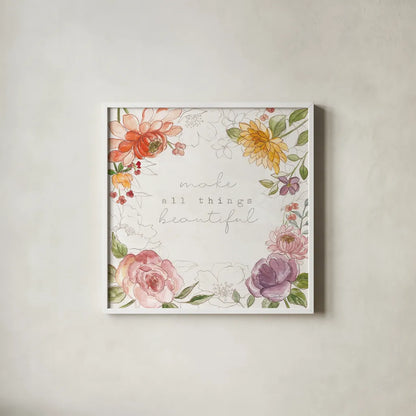 August Blooms IX by Silvia Vassileva. Shown in a crisp white glass frame for a clean and minimalist style. Available as an archival giclee rolled canvas, fine art paper, or poster print. SKU 76234a.