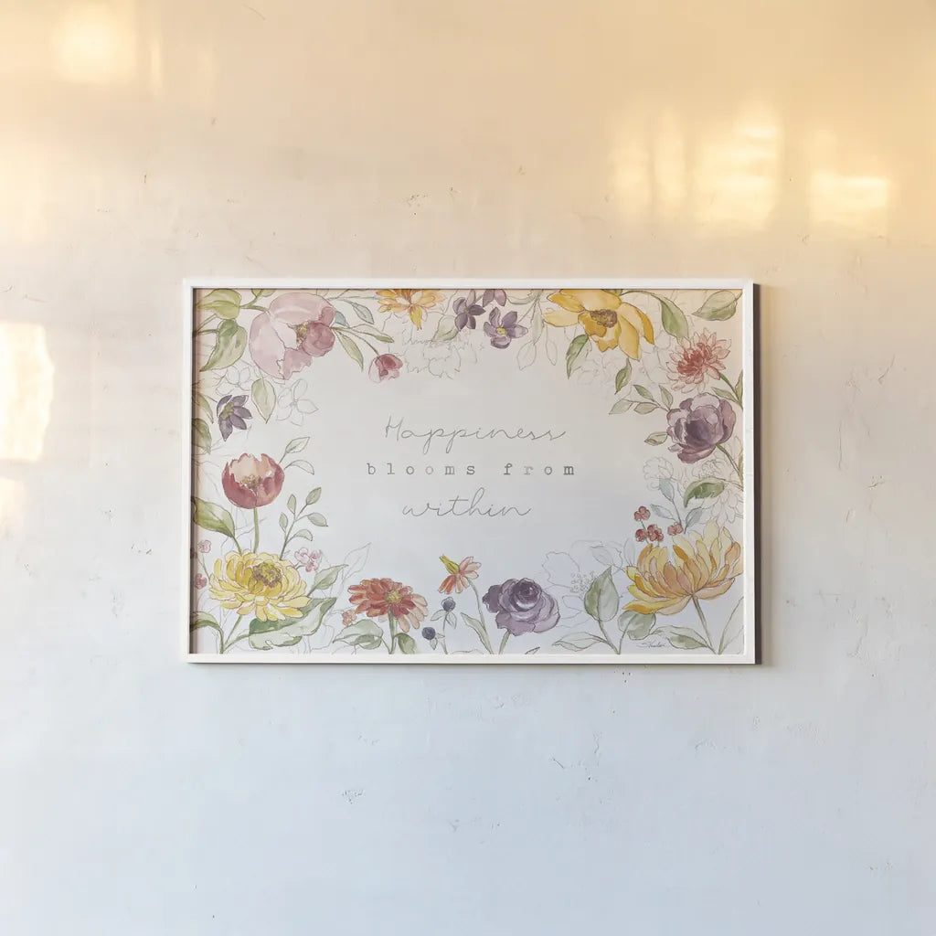 August Blooms VII by Silvia Vassileva. shown as a paper print in a white frame. Available as a archival giclee rolled canvas, fine art paper, or poster print. SKU 76232i.