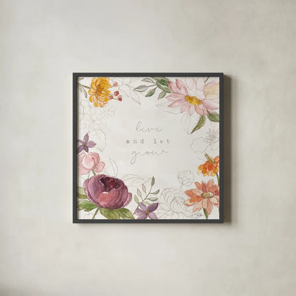 August Blooms VIII by Silvia Vassileva. Shown in a sleek black glass frame for a contemporary gallery look. Available as an archival giclee rolled canvas, fine art paper, or poster print. SKU 76233a.