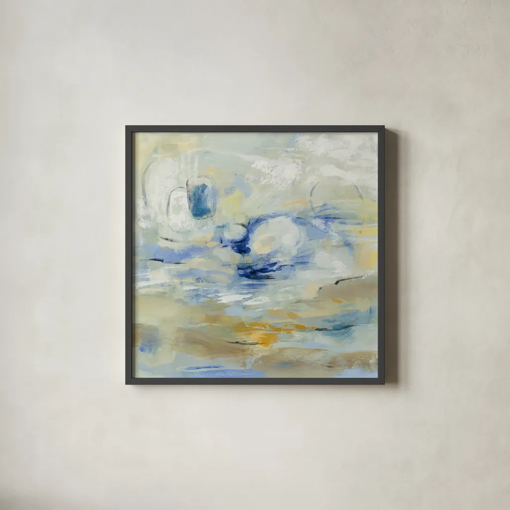 August Morning by Silvia Vassileva. Shown in a sleek black glass frame for a contemporary gallery look. Available as an archival giclee rolled canvas, fine art paper, or poster print. SKU 46904a.