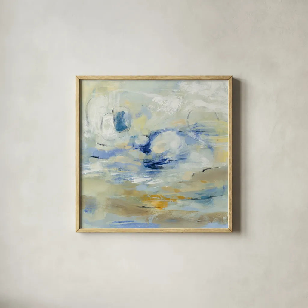 August Morning by Silvia Vassileva. Shown in a natural wood glass frame for a timeless modern aesthetic. Available as an archival giclee rolled canvas, fine art paper, or poster print. SKU 46904a.