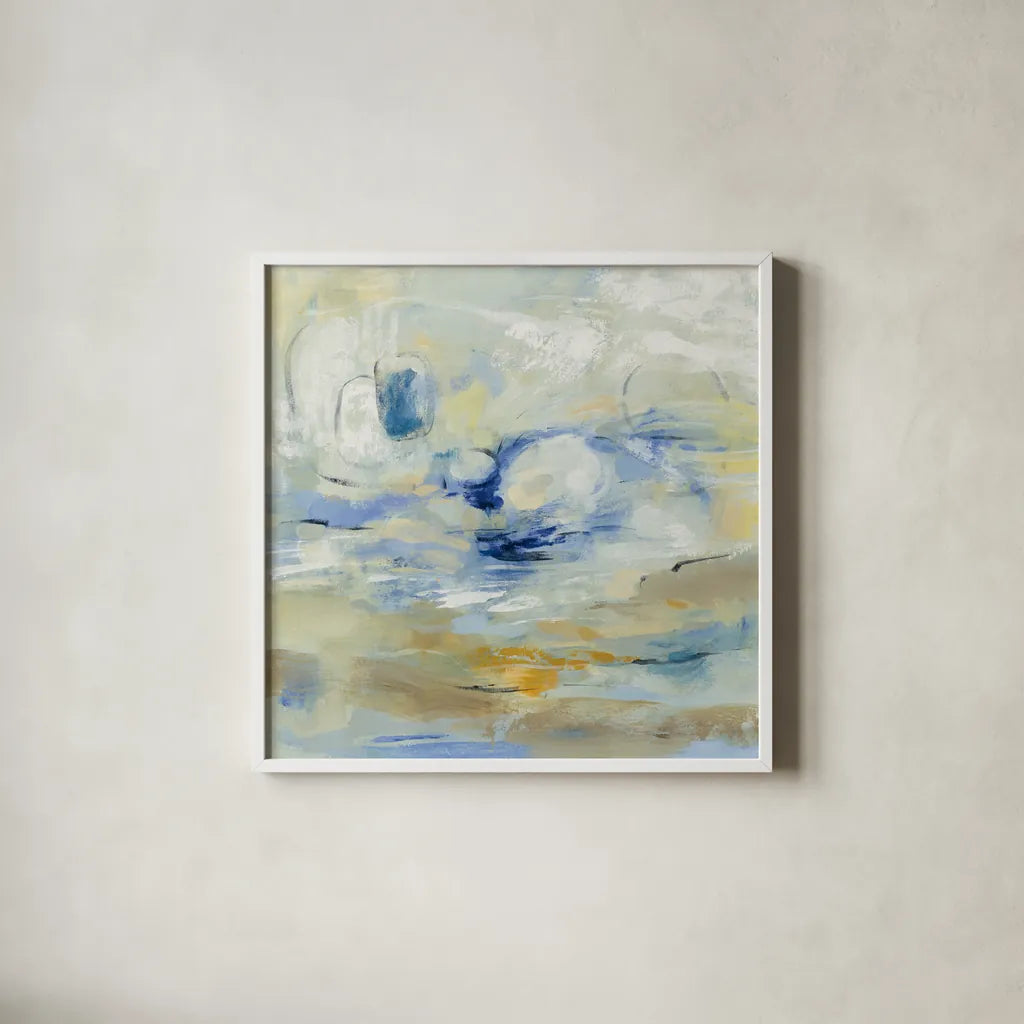 August Morning by Silvia Vassileva. Shown in a crisp white glass frame for a clean and minimalist style. Available as an archival giclee rolled canvas, fine art paper, or poster print. SKU 46904a.