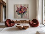 Autumn Bouquet by Silvia Vassileva. Shown as extra-large giant wall art in a modern living room. Available as an archival giclee rolled canvas, fine art paper, or poster print. SKU 47326a.