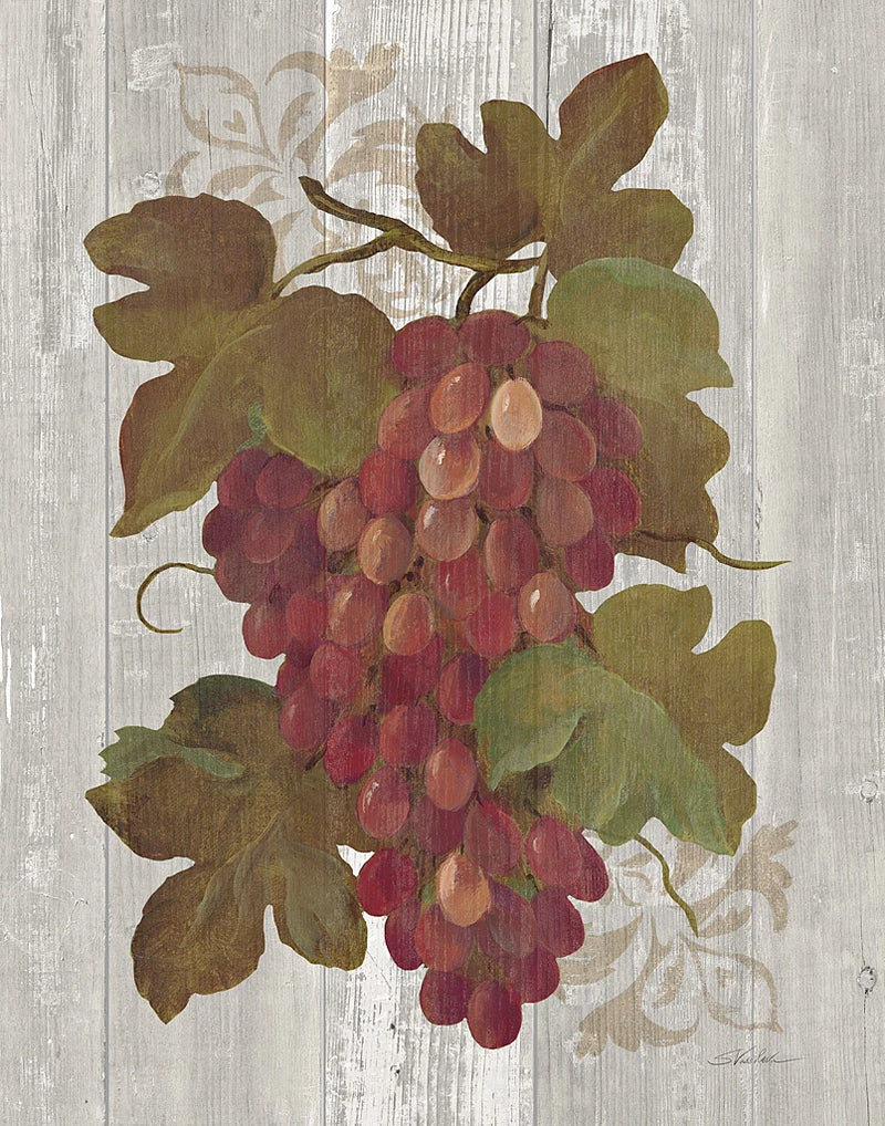 Autumn Grapes I on Wood by Silvia Vassileva