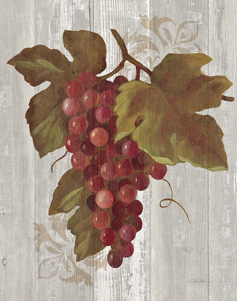 Autumn Grapes III on Wood by Silvia Vassileva
