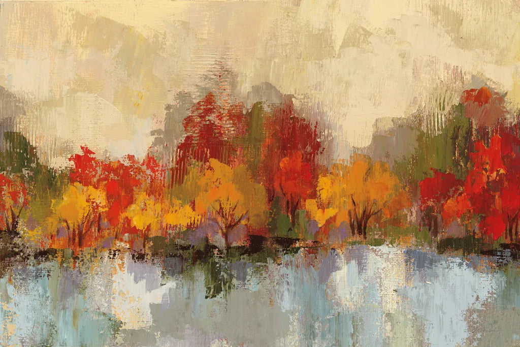 Autumn River Reflection by Silvia Vassileva. SKU 58439i. Archival Giclee Fine art print for wall decor.