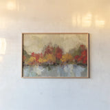 Autumn River Reflection by Silvia Vassileva. shown as a paper print in a natural frame. Available as a archival giclee rolled canvas, fine art paper, or poster print. SKU 58439i.