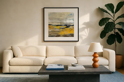 Before the Spring II by Silvia Vassileva. Displayed in a glass frame with matte in a clean modern living room. Available as an archival giclee rolled canvas, fine art paper, or poster print. SKU 85628a.