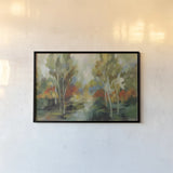 Birch Trees by Silvia Vassileva. shown as a paper print in a black flame. Available as a archival giclee rolled canvas, fine art paper, or poster print. SKU 102544i.