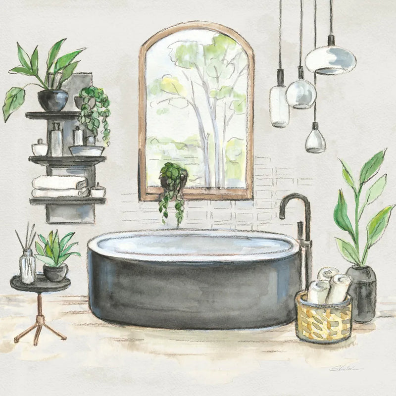 Black Bathtub I v2 by Silvia Vassileva. SKU 66623a. Archival Giclee Fine art print for wall decor.