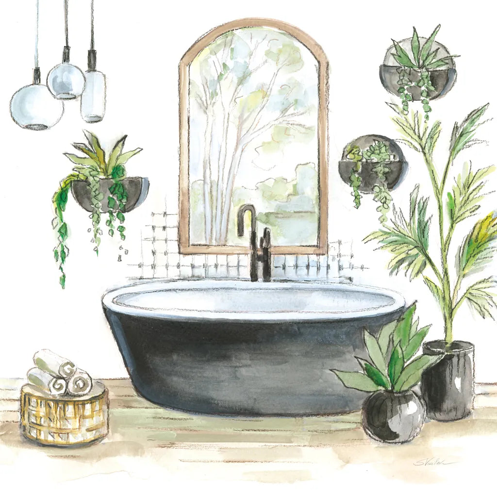 Black Bathtub II by Silvia Vassileva. SKU 63288a. Archival Giclee Fine art print for wall decor.