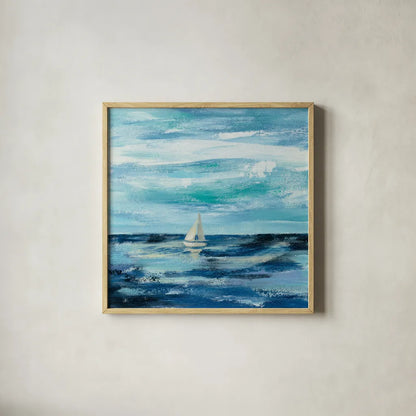 Black Sea II by Silvia Vassileva. Shown in a natural wood glass frame for a timeless modern aesthetic. Available as an archival giclee rolled canvas, fine art paper, or poster print. SKU 46657a.