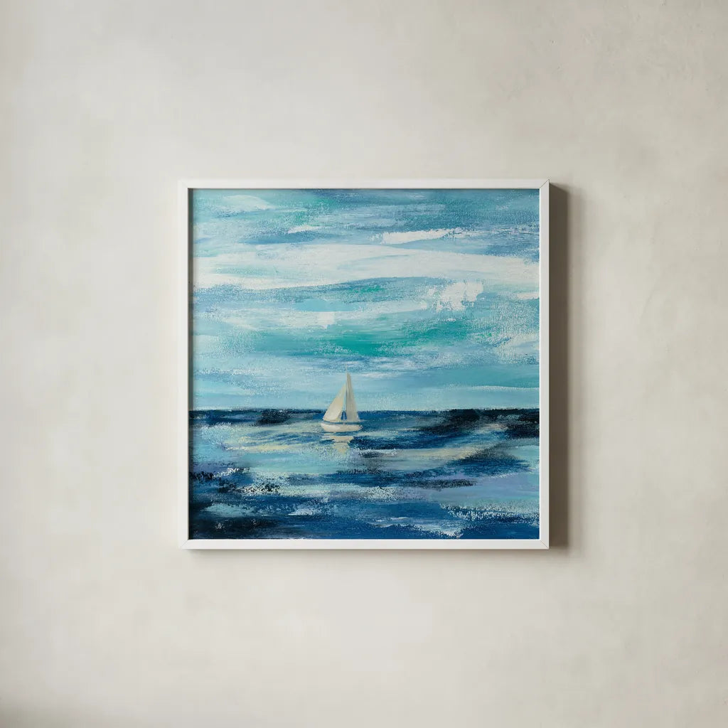 Black Sea II by Silvia Vassileva. Shown in a crisp white glass frame for a clean and minimalist style. Available as an archival giclee rolled canvas, fine art paper, or poster print. SKU 46657a.