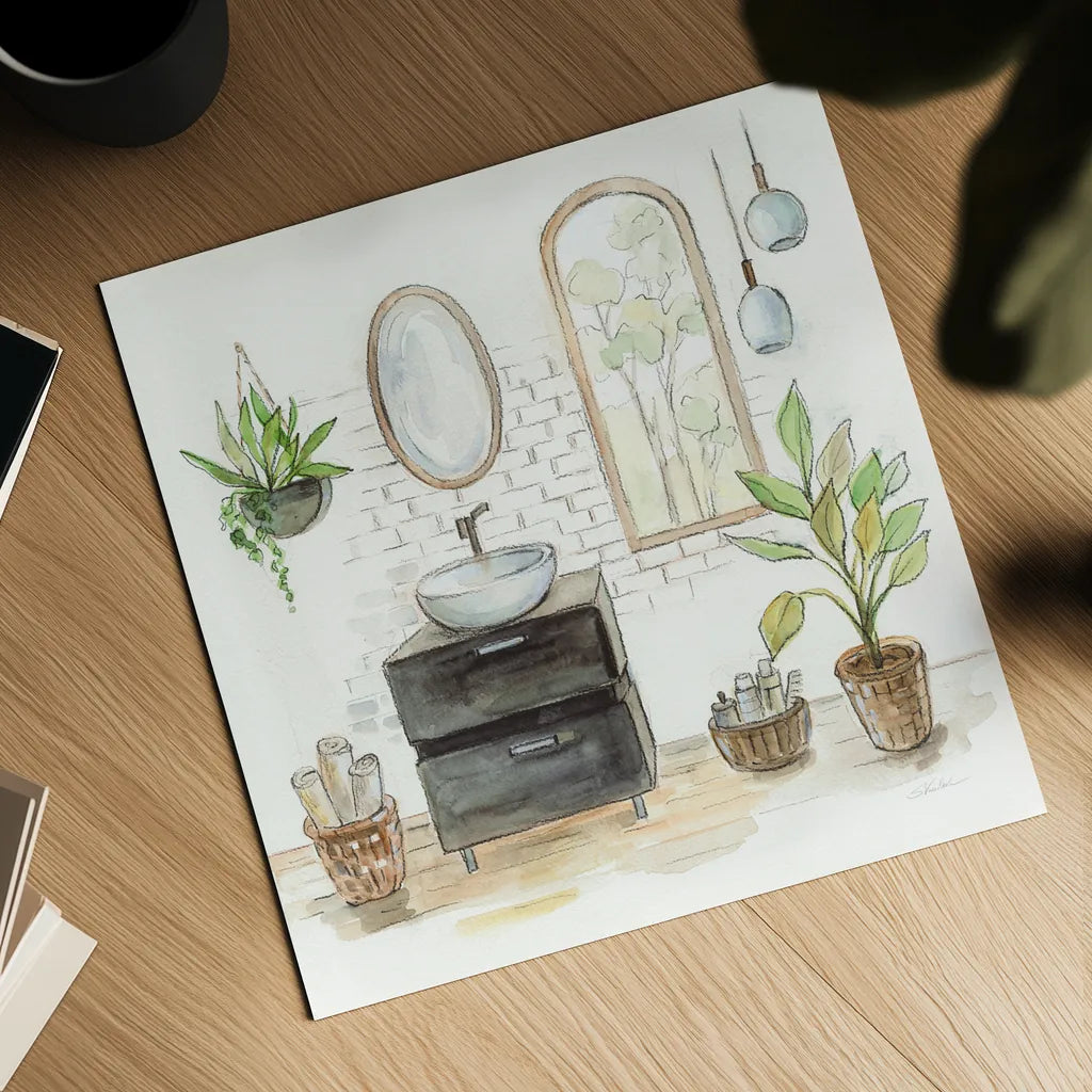 Black Sink by Silvia Vassileva. Shown as a detailed flat fine art print, highlighting archival giclee quality. Available as an archival giclee rolled canvas, fine art paper, or poster print. SKU 65780a.