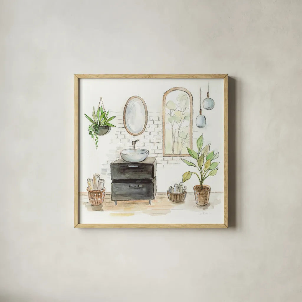 Black Sink by Silvia Vassileva. Shown in a natural wood glass frame for a timeless modern aesthetic. Available as an archival giclee rolled canvas, fine art paper, or poster print. SKU 65780a.