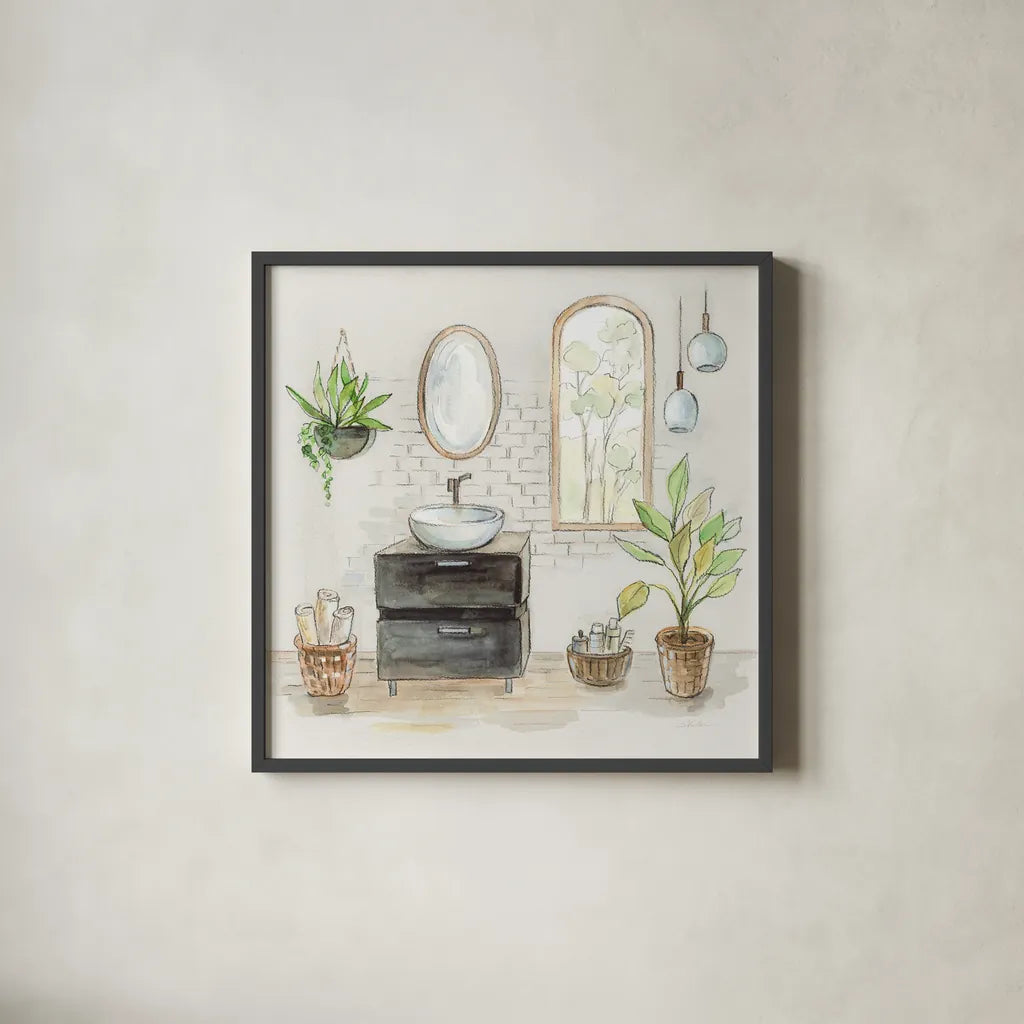 Black Sink v2 by Silvia Vassileva. Shown in a sleek black glass frame for a contemporary gallery look. Available as an archival giclee rolled canvas, fine art paper, or poster print. SKU 66624a.
