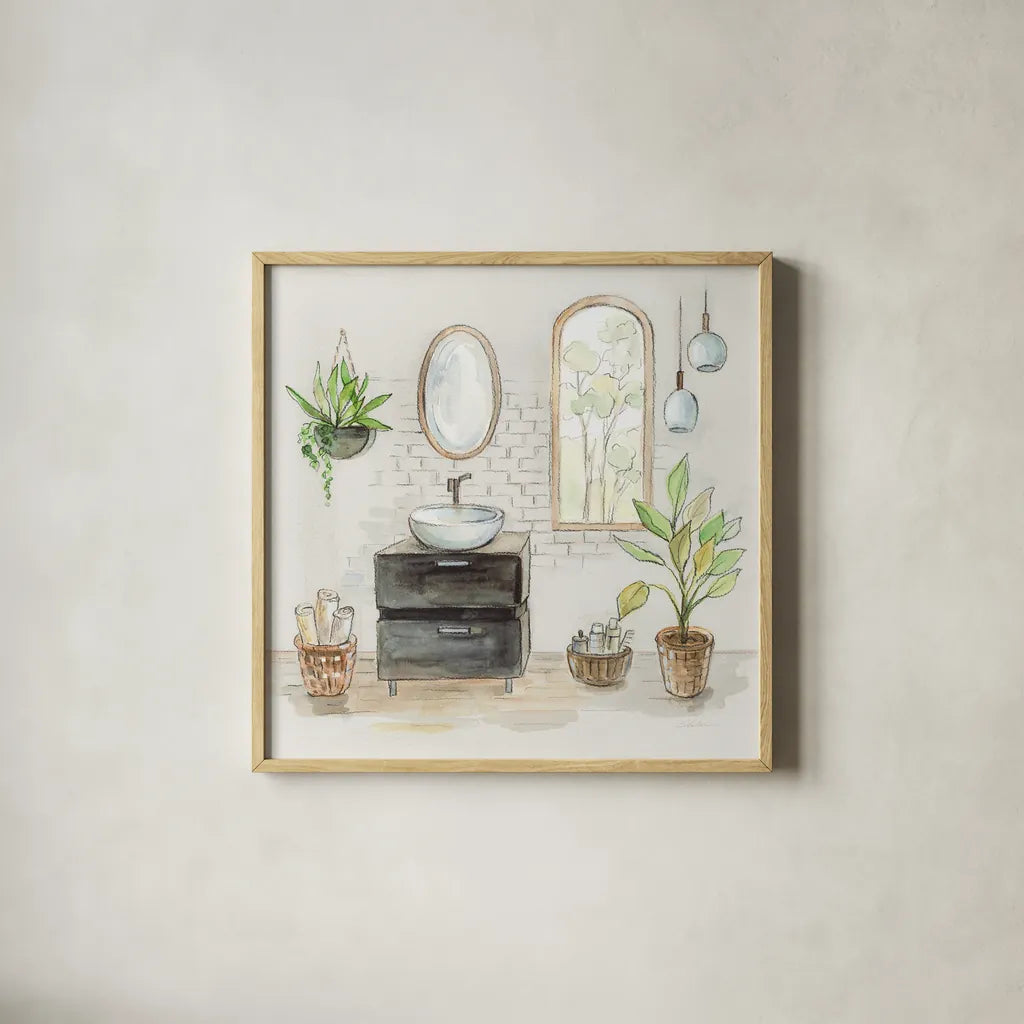 Black Sink v2 by Silvia Vassileva. Shown in a natural wood glass frame for a timeless modern aesthetic. Available as an archival giclee rolled canvas, fine art paper, or poster print. SKU 66624a.