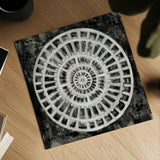 Black Textured Medallion by Silvia Vassileva. Shown as a detailed flat fine art print, highlighting archival giclee quality. Available as an archival giclee rolled canvas, fine art paper, or poster print. SKU 61847a.