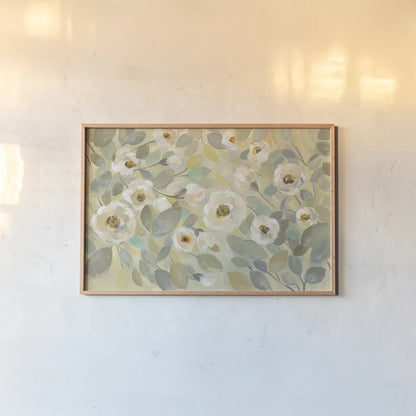 Blooming Branches Flower by Silvia Vassileva. shown as a paper print in a natural frame. Available as a archival giclee rolled canvas, fine art paper, or poster print. SKU 32589i.