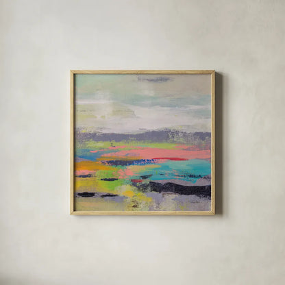 Blooming Field I by Silvia Vassileva. Shown in a natural wood glass frame for a timeless modern aesthetic. Available as an archival giclee rolled canvas, fine art paper, or poster print. SKU 79159a.