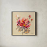 Blooming Peony I by Silvia Vassileva. Shown in a sleek black glass frame for a contemporary gallery look. Available as an archival giclee rolled canvas, fine art paper, or poster print. SKU 80515a.