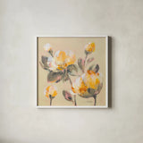 Blooming Peony II by Silvia Vassileva. Shown in a crisp white glass frame for a clean and minimalist style. Available as an archival giclee rolled canvas, fine art paper, or poster print. SKU 80516a.