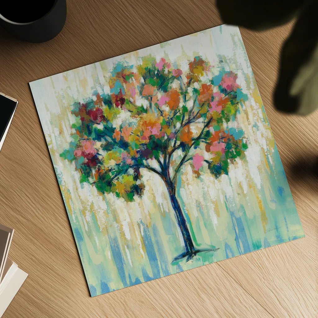 Blooming Tree by Silvia Vassileva. Shown as a detailed flat fine art print, highlighting archival giclee quality. Available as an archival giclee rolled canvas, fine art paper, or poster print. SKU 62963a.