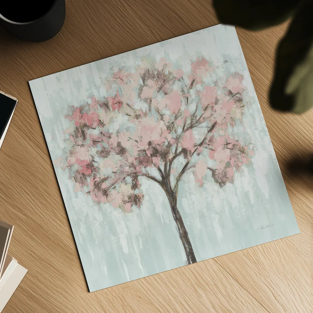 Blooming Tree Blush Crop by Silvia Vassileva. Shown as a detailed flat fine art print, highlighting archival giclee quality. Available as an archival giclee rolled canvas, fine art paper, or poster print. SKU 64594a.