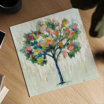 Blooming Tree Neutral by Silvia Vassileva. Shown as a detailed flat fine art print, highlighting archival giclee quality. Available as an archival giclee rolled canvas, fine art paper, or poster print. SKU 63173a.