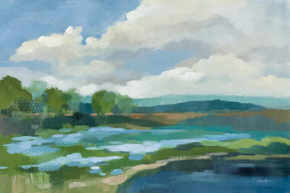 Blue Coastal Flowers by Silvia Vassileva. SKU 82621i. Archival Giclee Fine art print for wall decor.