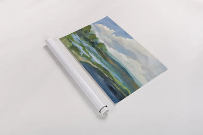 Blue Coastal Flowers by Silvia Vassileva. shown as a rolled paper print. Available as archival giclee rolled canvas, fine art paper, or poster print. SKU 82621i.