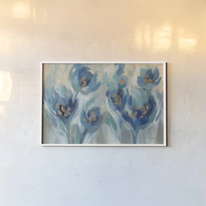 Blue Fairy Tale Floral III by Silvia Vassileva. shown as a paper print in a white frame. Available as a archival giclee rolled canvas, fine art paper, or poster print. SKU 74394i.