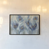 Blue Fairy Tale Floral III Light by Silvia Vassileva. shown as a paper print in a black flame. Available as a archival giclee rolled canvas, fine art paper, or poster print. SKU 76389i.