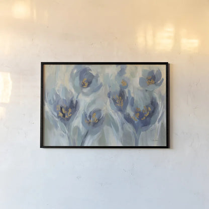 Blue Fairy Tale Floral III Light by Silvia Vassileva. shown as a paper print in a black flame. Available as a archival giclee rolled canvas, fine art paper, or poster print. SKU 76389i.