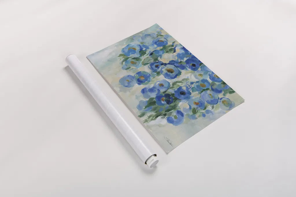 Blue Garden by Silvia Vassileva. shown as a rolled paper print. Available as archival giclee rolled canvas, fine art paper, or poster print. SKU 97920i.